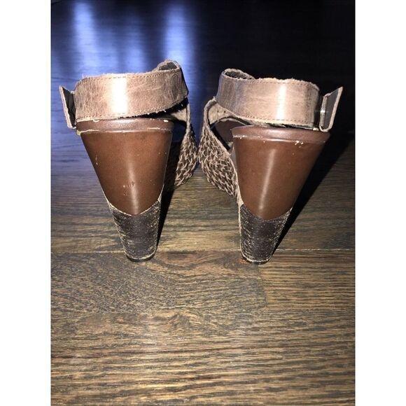 SAM EDELMAN Kasi Brown Woven Leather Wedge Platform Sandals Womens‎ Sz 8.5 M - Picture 5 of 7